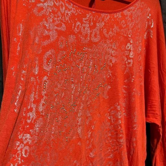 New Directions Women's Embellished Blouse Top Pullover Orange Large - Picture 6 of 8